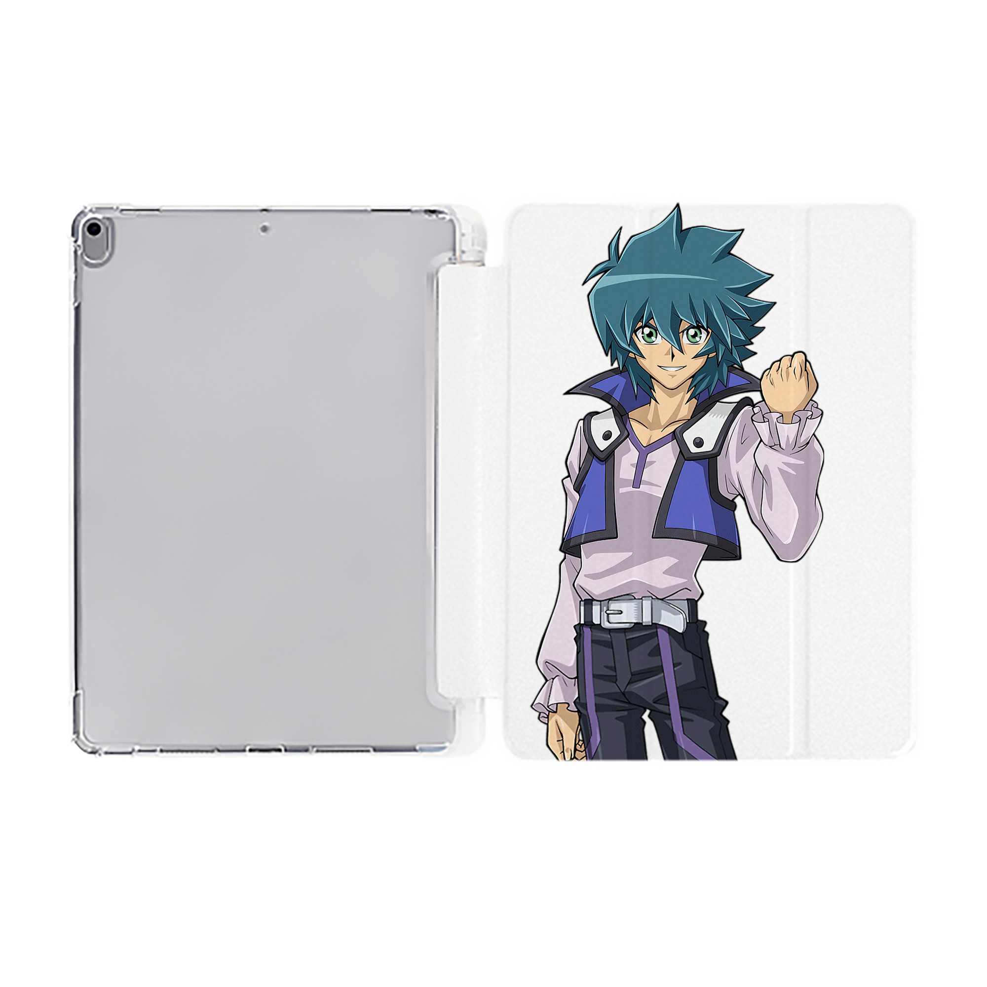 （画像用） 遊☆戯☆王 Yu-Gi-Oh! IPad ケース ペン収納付き 三つ折りスタンド PUレザー×シリコン 対応機種9.5/10.5/10.9インチ